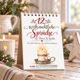 Weihnachtlicher Tischaufsteller mit 12 Sprüchen für Herz & Seele zum Advents als Weihnachtsdeko