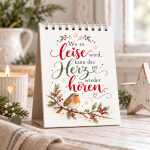 Weihnachtlicher Tischaufsteller mit 12 Sprüchen für Herz & Seele zum Advents als Weihnachtsdeko