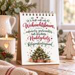 Weihnachtlicher Tischaufsteller mit 12 Sprüchen mit Herz & Humor zum Advent als Weihnachtsdeko