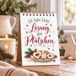 Weihnachtlicher Tischaufsteller mit 12 Sprüchen mit Herz & Humor zum Advent als Weihnachtsdeko