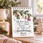Weihnachtlicher Tischaufsteller mit 12 Sprüchen mit Herz & Humor zum Advent als Weihnachtsdeko