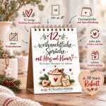 Weihnachtlicher Tischaufsteller mit 12 Sprüchen mit Herz & Humor zum Advent als Weihnachtsdeko