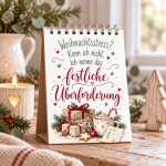Weihnachtlicher Tischaufsteller mit 12 Sprüchen mit Herz & Humor zum Advent als Weihnachtsdeko
