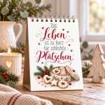 Weihnachtlicher Tischaufsteller mit 12 Sprüchen mit Herz & Humor zum Advent als Weihnachtsdeko