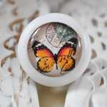 Möbelknauf Orange Butterfly von Shabbyflair weiß