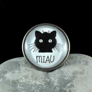 Metallknauf M&ouml;belknauf MIAU aus der Black Cat Serie  alt Zinn br&uuml;niert
