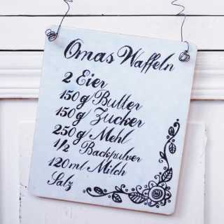 Dekoschild  OMAS WAFFELREZEPT im Shabby Chic