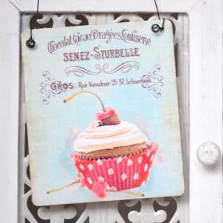 Cupcake Dekoschild CHERRY  im Shabby Chic