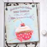 Cupcake Dekoschild CHERRY  im Shabby Chic