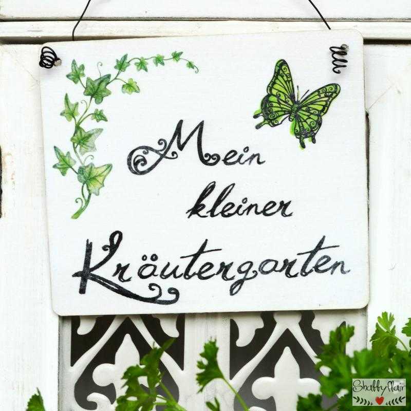 "Kräutergarten" Gartenschild aus Emaille Pflanzenschild Dekoschild 