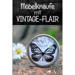 Vintage Möbelknopf Knauf BLACK BUTTERFLY