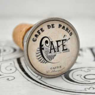 Vintage Flaschenkorken Weinkorken Flaschenverschluss CAF&Eacute; de PARIS alt Zinn br&uuml;niert