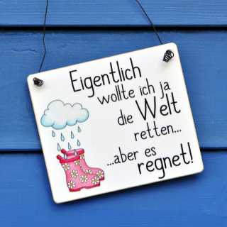 EIGENTLICH WOLLTE ICH DIE WELT RETTEN Schild