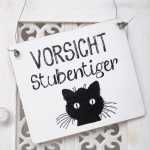 Katzenschild VORSICHT STUBENTIGER schwarze Katze 13 x 13 (SAH+D) Holz