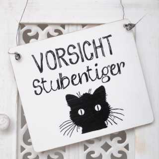 Dekoschild VORSICHT STUBENTIGER schwarze Katze 13,5 x 15,5 x 0,4 cm
