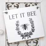 Shabby Chic Holz-Schild LET IT BEE Vintage-Biene 11 x 9,5...